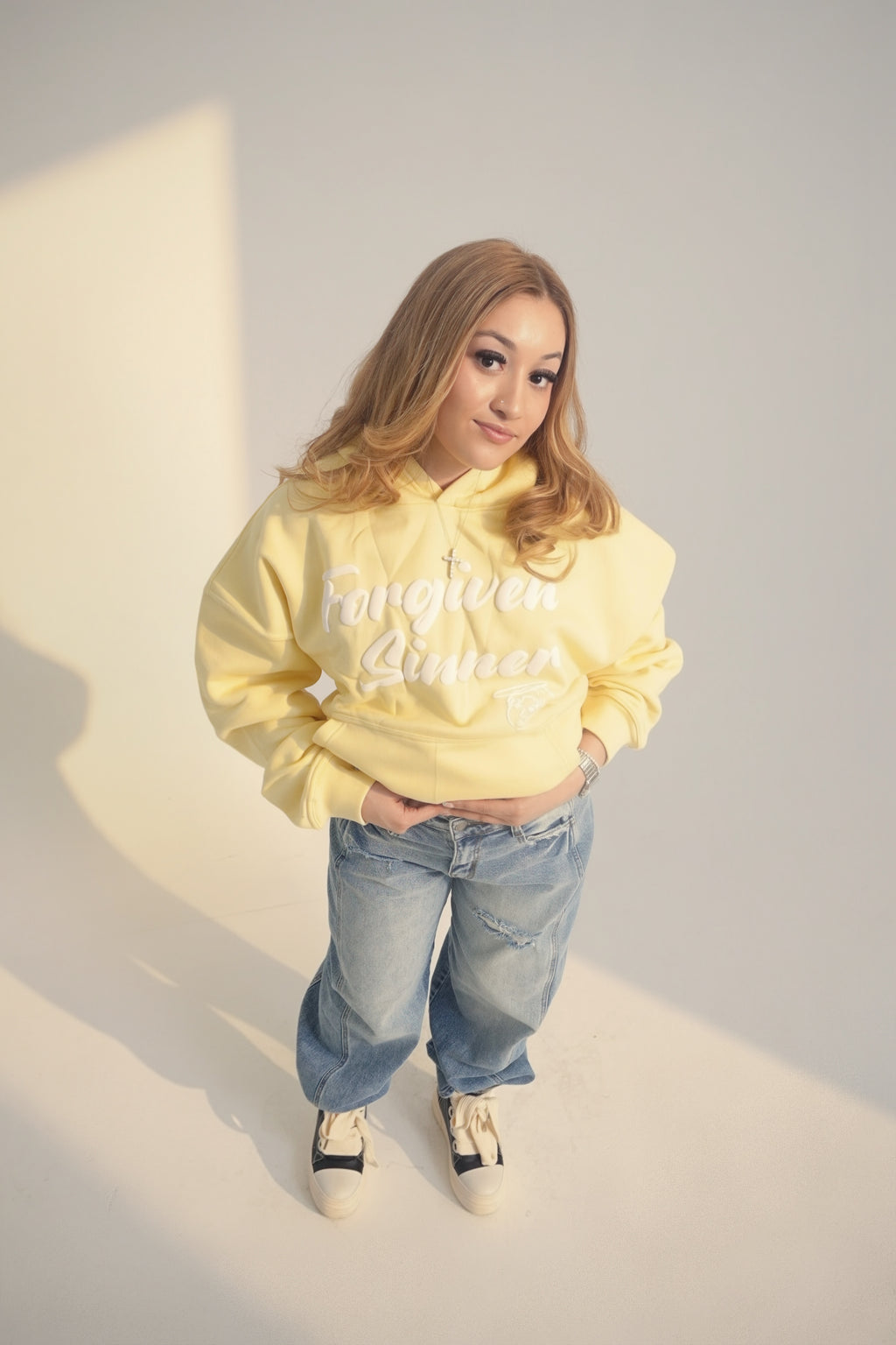 FORGIVEN SINNER HOODIE (YELLOW/WHITE)