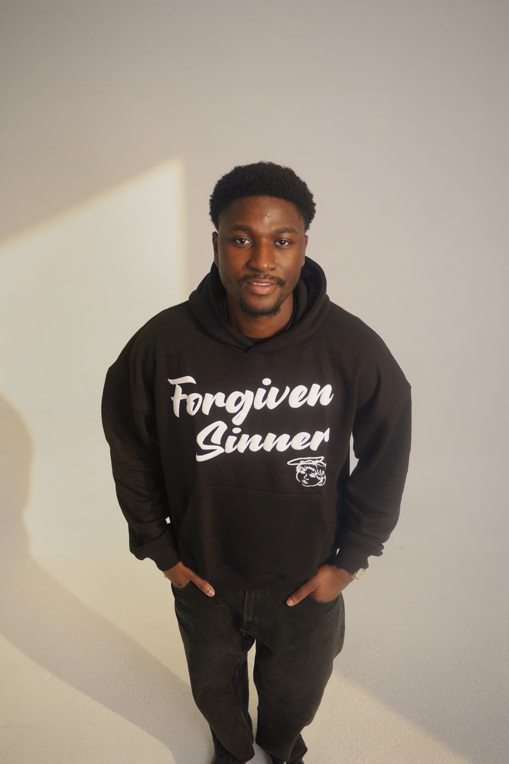 FORGIVEN SINNER HOODIE (BLACK/WHITE)