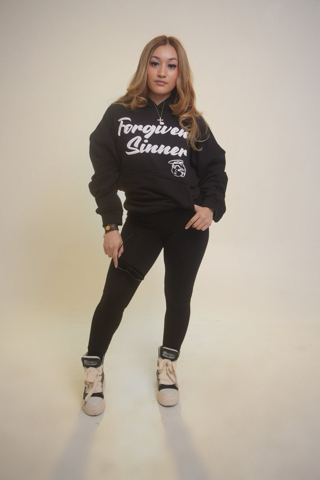 FORGIVEN SINNER HOODIE (BLACK/WHITE)